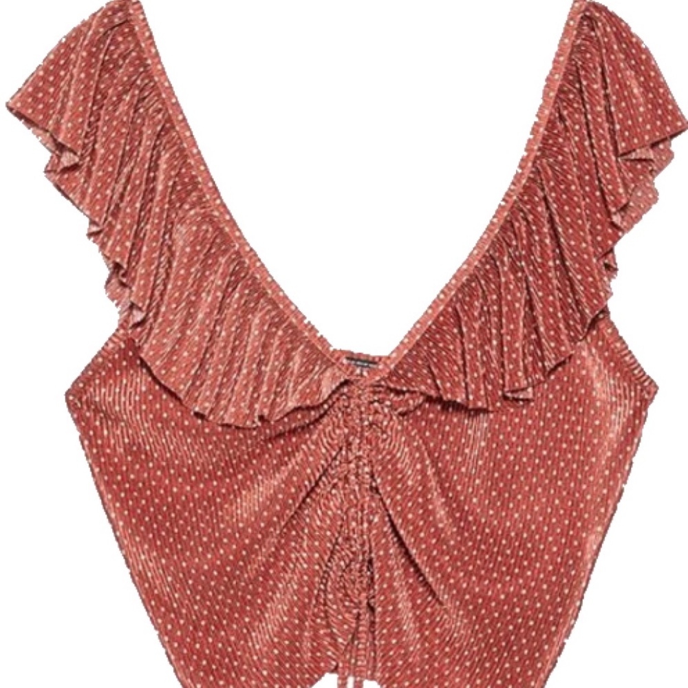 NWOT Zara Ruffle Rust Crop Top